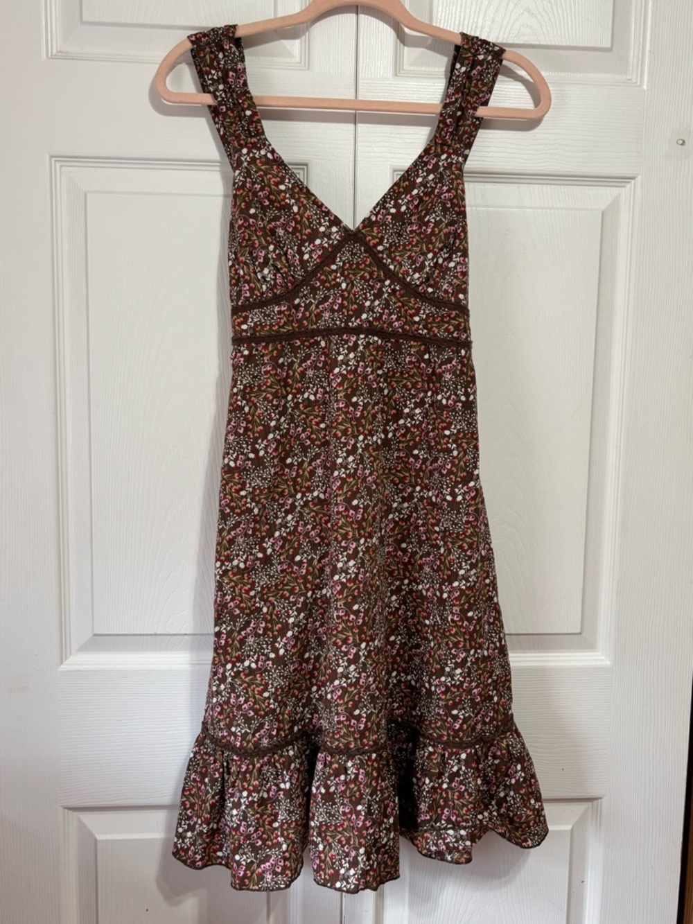 Vintage Tommy Hilfiger Brown Floral Midi Dress